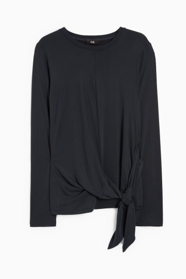 Women - Long sleeve top with knot detail - black
