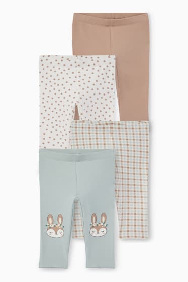 Baby: meisjes - Set van 4 - haasjes - baby-thermolegging - mintgroen