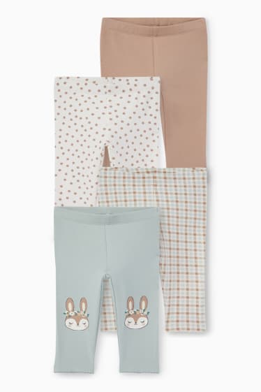 Bébés - Lot de 4 - petit lapin - leggings doublés pour bébé - vert menthe