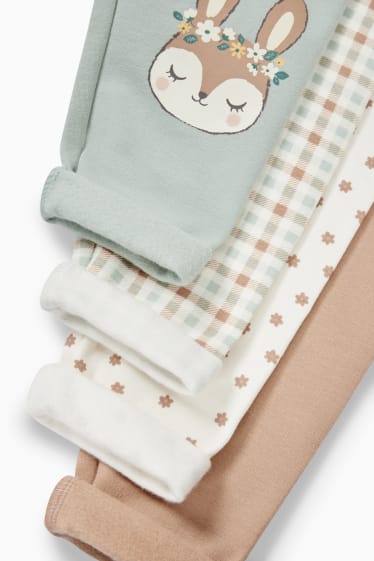 Baby: meisjes - Set van 4 - haasjes - baby-thermolegging - mintgroen