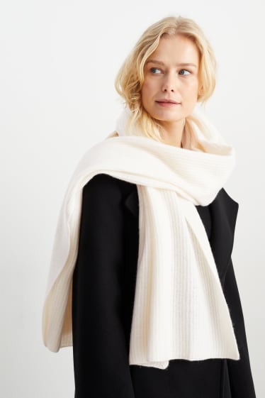 Women - Cashmere scarf - white