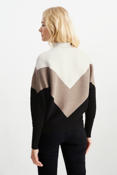 Women - Jumper with band collar - beige