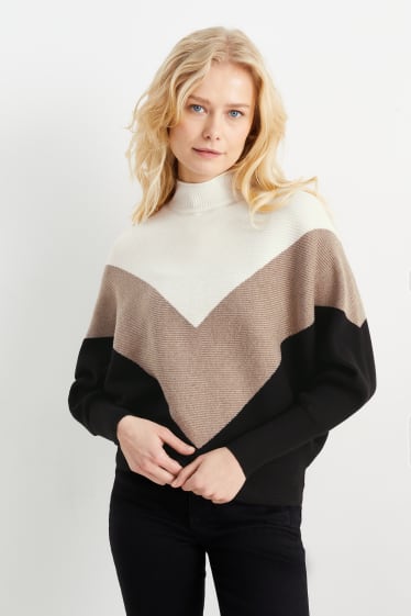 Women - Jumper with band collar - beige