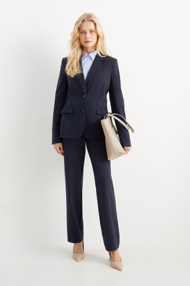 Femmes - Pantalon de bureau - mid-waist - coupe droite - Mix & Match - bleu foncé