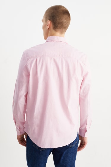 Men - Oxford shirt - regular fit - button-down collar - rose