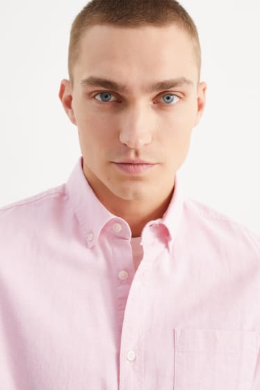 Heren - Overhemd Oxford - regular fit - button down - roze