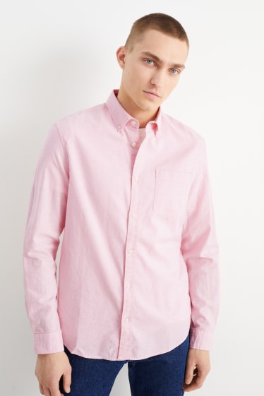 Hommes - Chemise Oxford - regular fit - col button down - rose
