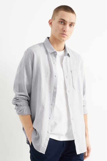 Home - Camisa - regular fit - coll kent - gris clar