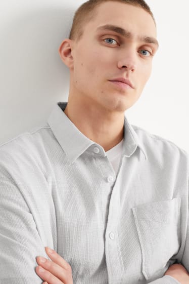 Men - Shirt - regular fit - kent collar - light gray