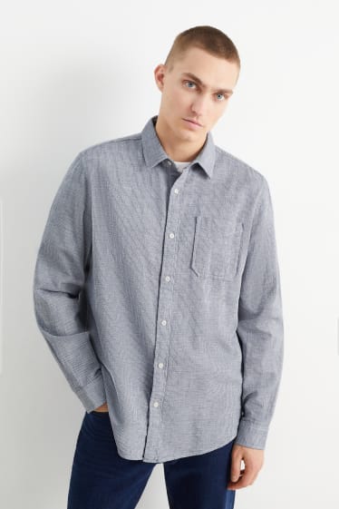 Heren - Overhemd - regular fit - Kent - donkerblauw