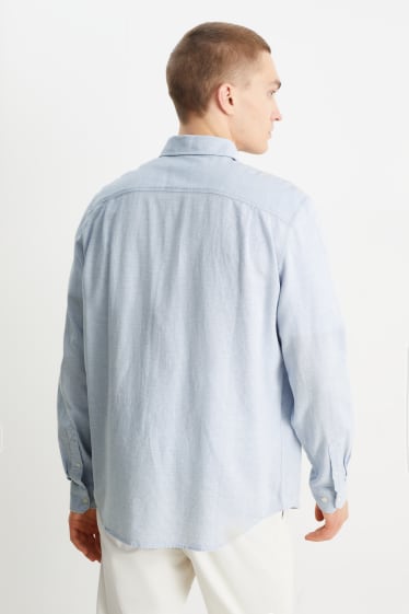 Uomo - Camicia - regular fit - collo all'italiana - azzurro