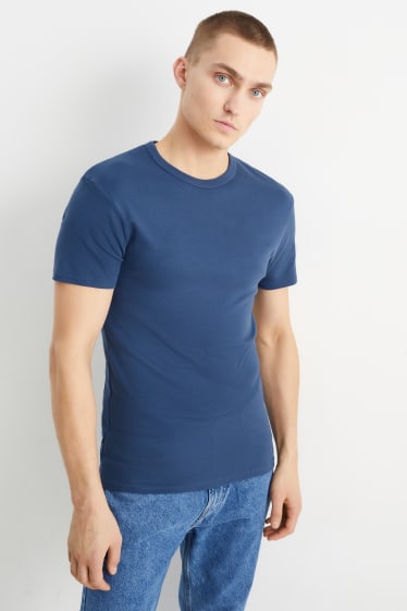 Uomo - T-shirt - a coste fini - blu