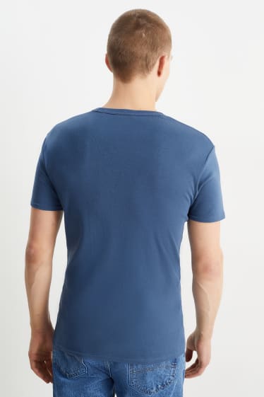 Hombre - Camiseta - canalé fino - azul