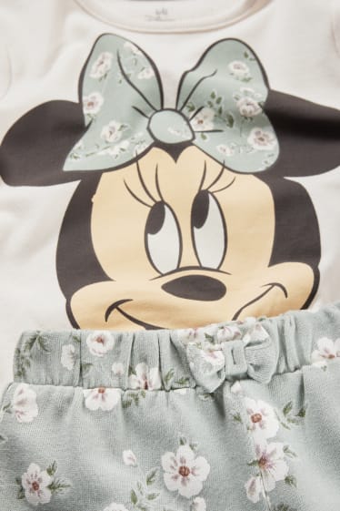 Babys - Minnie Mouse - babyoutfit - 2-delig - lichtgroen