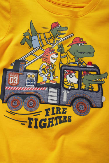 Dětské - Multipack 3 ks - hasičská vozidla - tričko s krátkým rukávem - žlutá