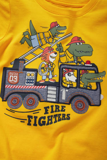 Children - Multipack of 3 - fire engine - short sleeve T-shirt - yellow