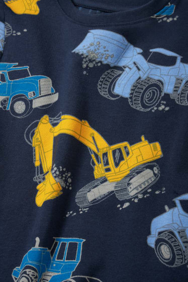 Kinderen - Set van 3 - graafmachine en tractor - T-shirt - blauw / grijs