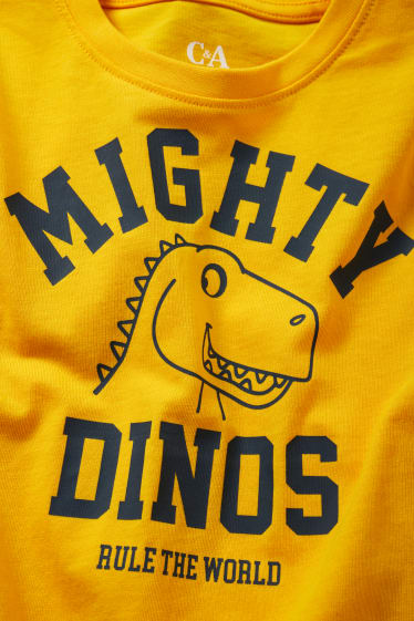 Dětské - Multipack 5 ks - motiv dinosaura - tričko s krátkým rukávem - žlutá