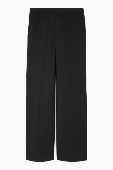 Femei - Pantaloni de stofă - talie înaltă - wide leg - negru