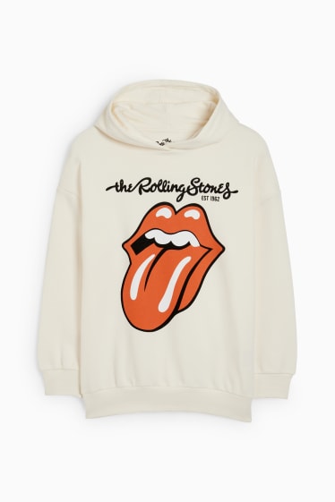 Děti - dívky - Rolling Stones - mikina s kapucí - krémově bílá