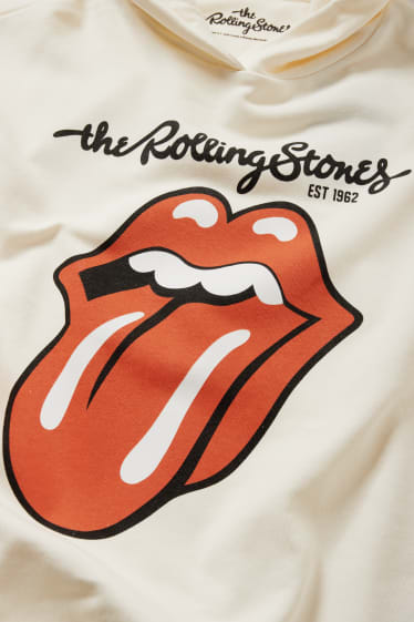 Děti - dívky - Rolling Stones - mikina s kapucí - krémově bílá
