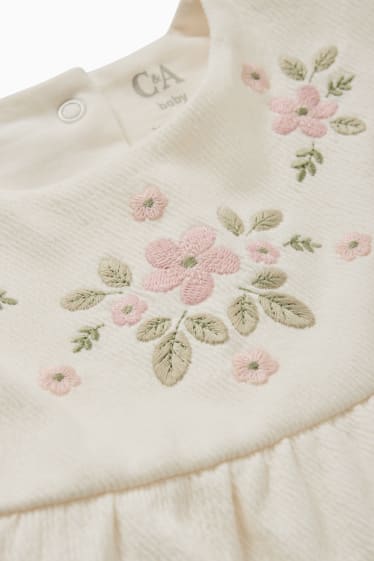 Niemowlęta - Kwiatki - niemowlęca koszulka z długim rękawem - kremowobiały