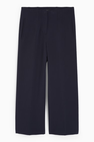 Femei - Pantaloni de stofă - talie înaltă - wide leg - albastru închis