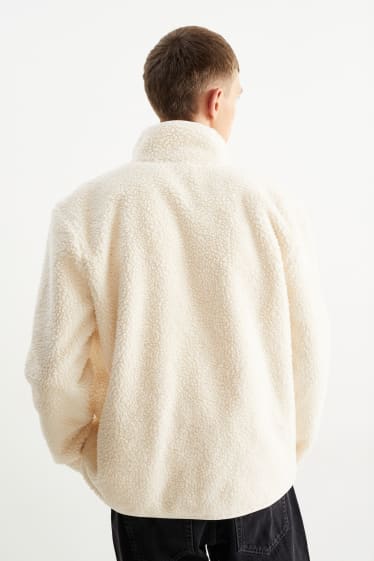 Hommes - Sweat zippé en peluche - blanc crème