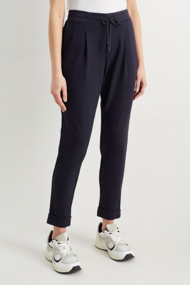 Mujer - Pantalón de tela - mid waist - tapered fit - azul oscuro