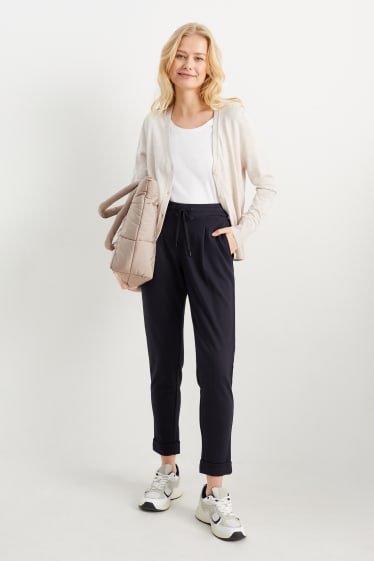 Donna - Pantaloni di stoffa - vita media - tapered fit - blu scuro