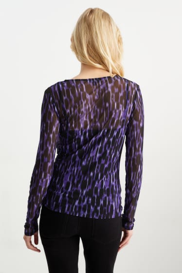 Dámské - Tričko s dlouhým rukávem - se vzorem - fialová