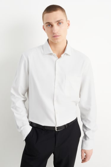 Uomo - Camicia business - regular fit - cutaway - facile da stirare - bianco-melange