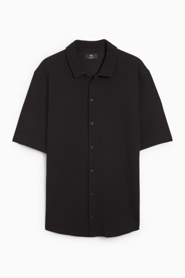Hommes - Chemise - relaxed fit - col kent - noir