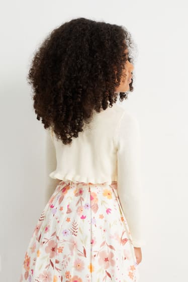 Kinder Mädchen - Strick-Bolero - cremeweiss