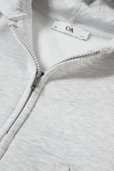 Kinderen: jongens - Sweatvest met capuchon - genderneutraal - licht grijs-mix
