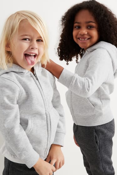 Kinderen: jongens - Sweatvest met capuchon - genderneutraal - licht grijs-mix
