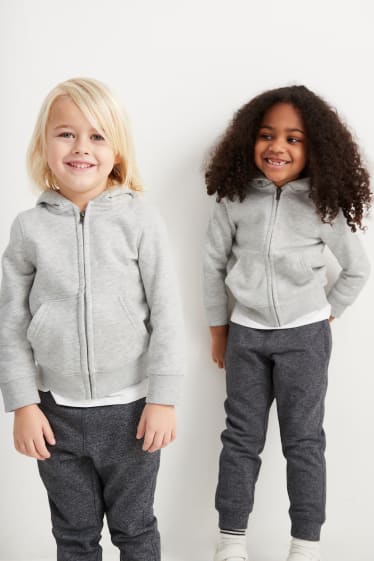 Children - Zip-through sweatshirt with hood - genderneutral - light gray-melange