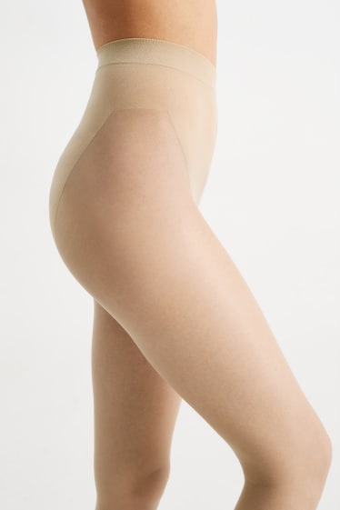 Donna - Confezione da 2 - collant fini - LYCRA® - 15 DEN - beige