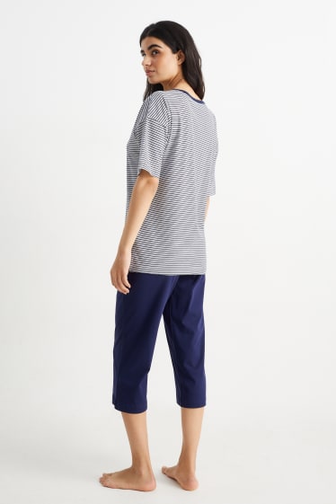 Women - Pyjamas - dark blue / creme white