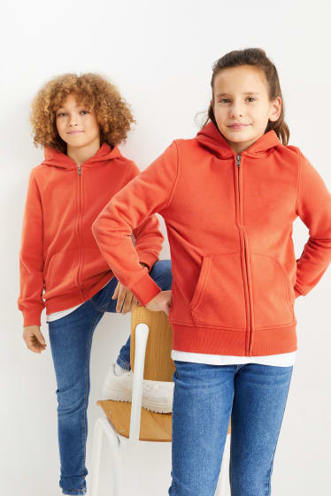 Dzieci - Rozpinana bluza z kapturem - genderneutral - ciemnopomarańczowy