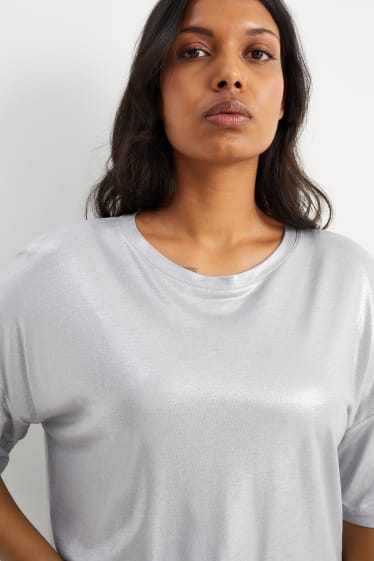 Damen - T-Shirt - glänzend - silber