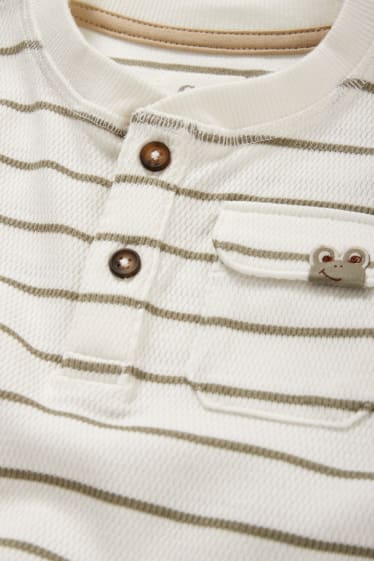 Miminka - Motiv žabky - tričko s dlouhým rukávem pro miminka - pruhované - krémově bílá
