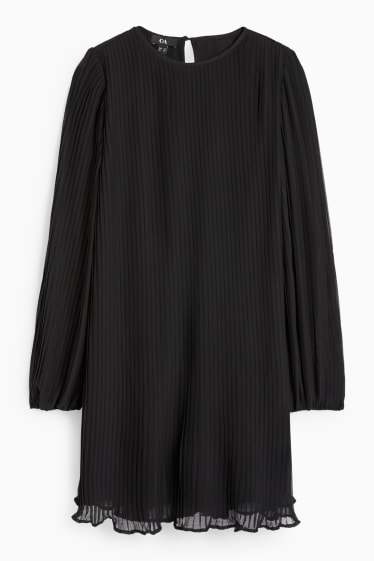 Femmes - Robe évasée plissée - noir