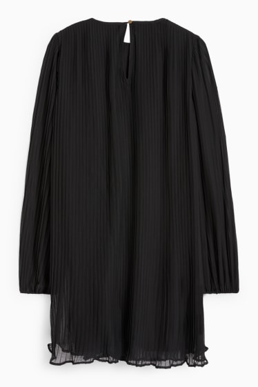 Femmes - Robe évasée plissée - noir