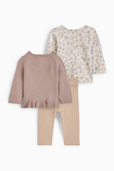 Baby: meisjes - Babyoutfit - 3-delig - beige