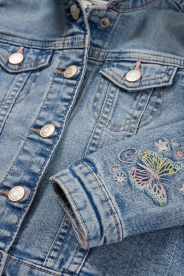 Dětské - Motýlí motivy - džínová bunda - džíny - světle modré