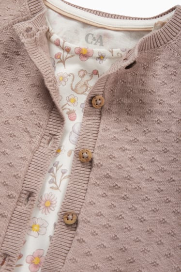 Baby: meisjes - Babyoutfit - 3-delig - beige