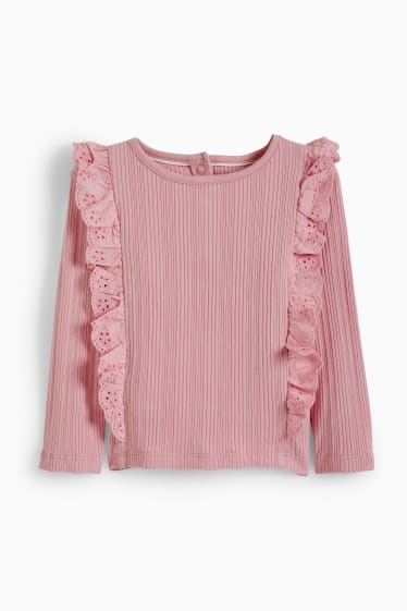 Bebeluși - Tricou cu mânecă lungă bebeluși - roz