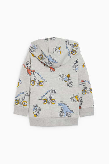 Children - Dinosaur - zip-through sweatshirt with hood - light gray-melange