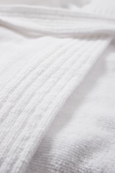 Women - Terry cloth bathrobe with hood - white